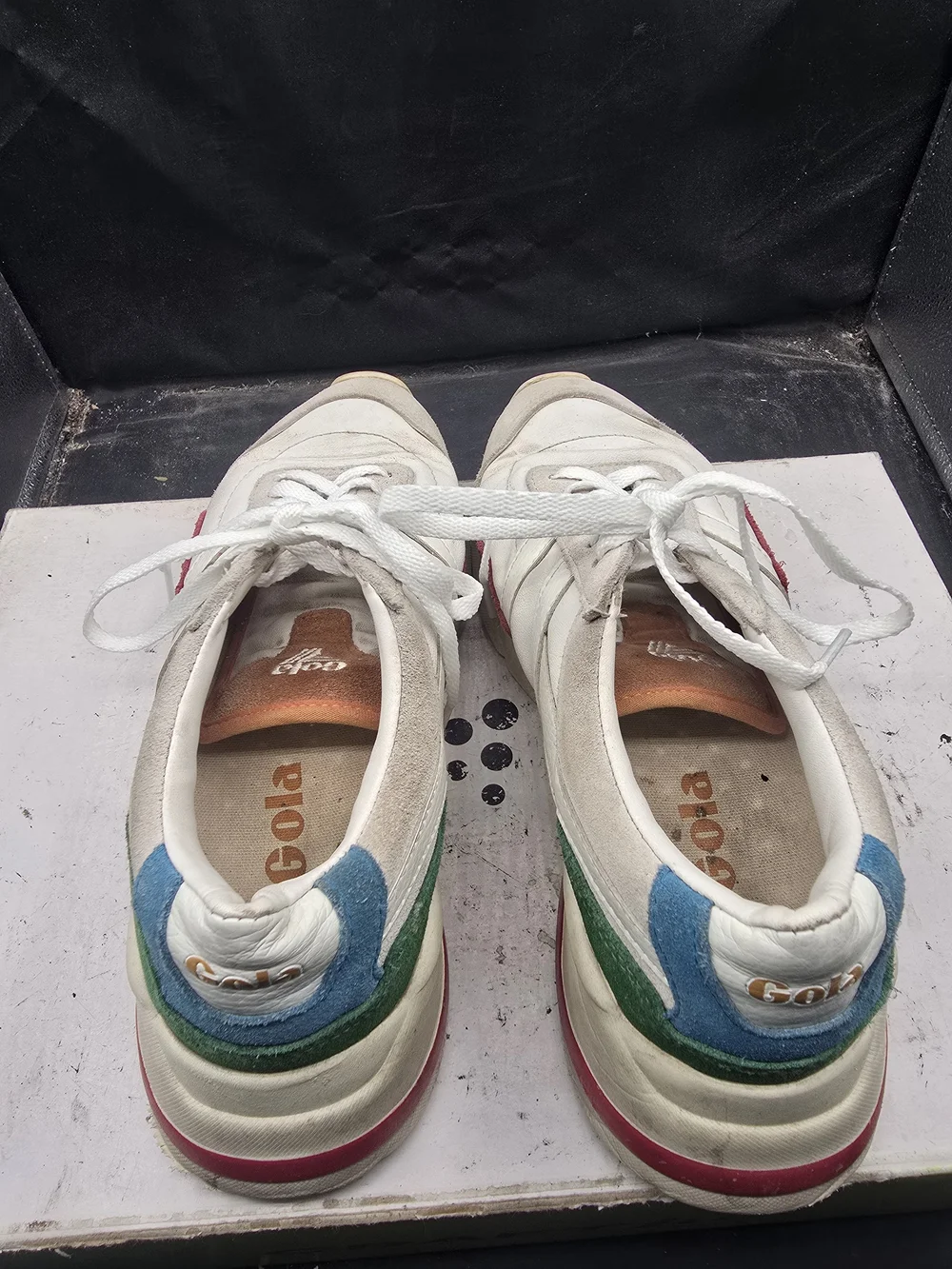 Gola White Sneakers with Blue and Red Accents